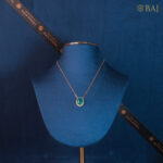 Emerald Radiance oval emerald and diamond pendant in 18k gold with halo diamonds on delicate chain-2