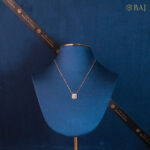 Halo Charm diamond pendant with chain in 18k gold featuring cushion shaped double halo diamond design-2