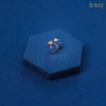 Double triangle diamond ring in 18kt rose gold geometric design