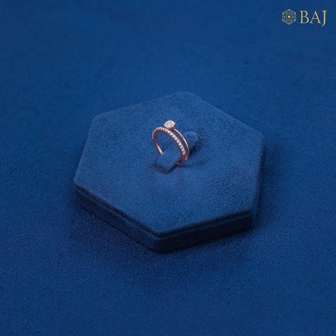 Dusk Glow diamond ring in 18kt rose gold with double band design