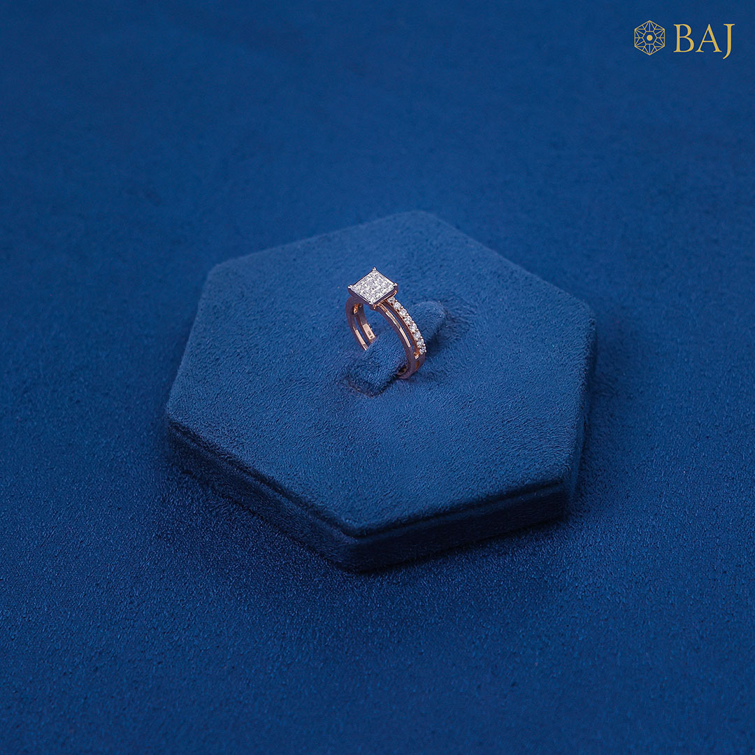 I Am Yours diamond ring in 18kt rose gold with square cluster design