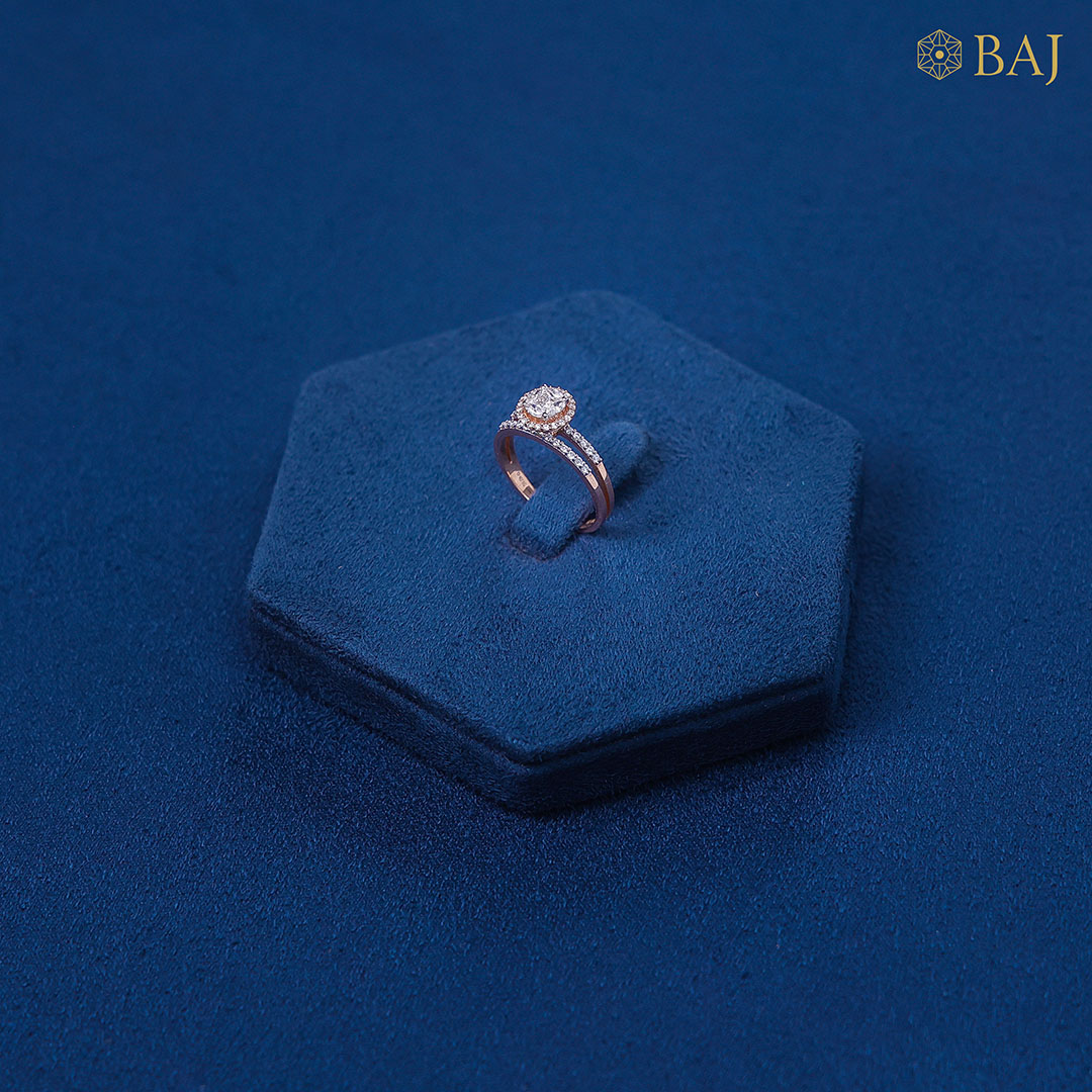 Mirage Orbit diamond ring in 18kt rose gold with double halo design
