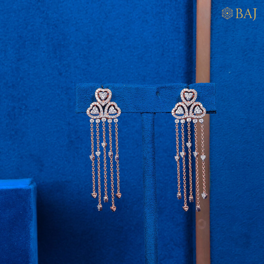 Cascading Heart Drop Diamond Earrings