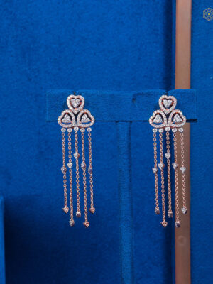 Cascading Heart Drop Diamond Earrings