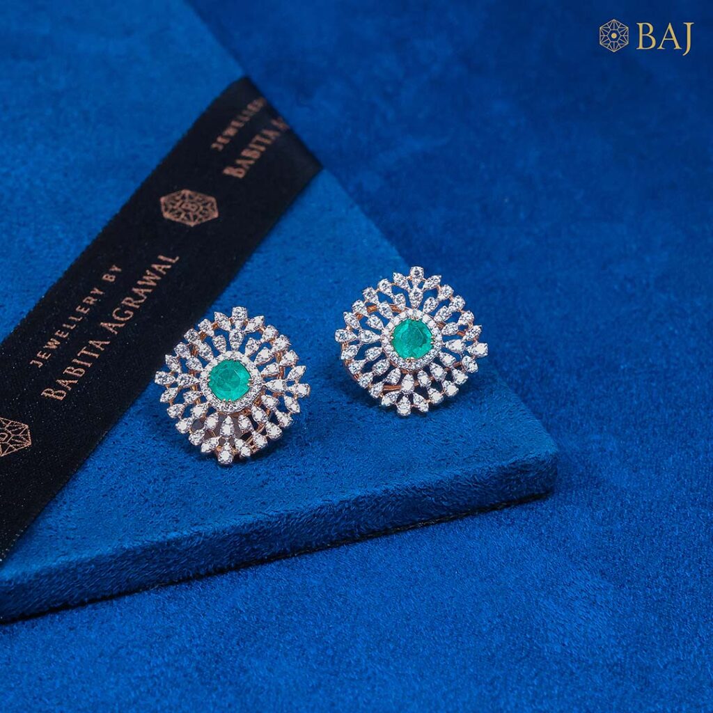 Emerald Halo Studs