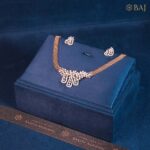 Designer gold mesh diamond necklace set in 14kt gold