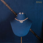 Designer gold mesh diamond necklace set in 14kt gold-2