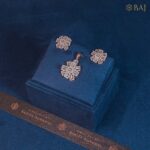 Snowflake design diamond pendant and earrings set for women in 18kt gold