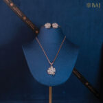 Snowflake design diamond pendant and earrings set for women in 18kt gold-2