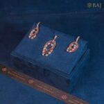 Elegant oval design diamond pendant and earrings set for women in 18kt gold