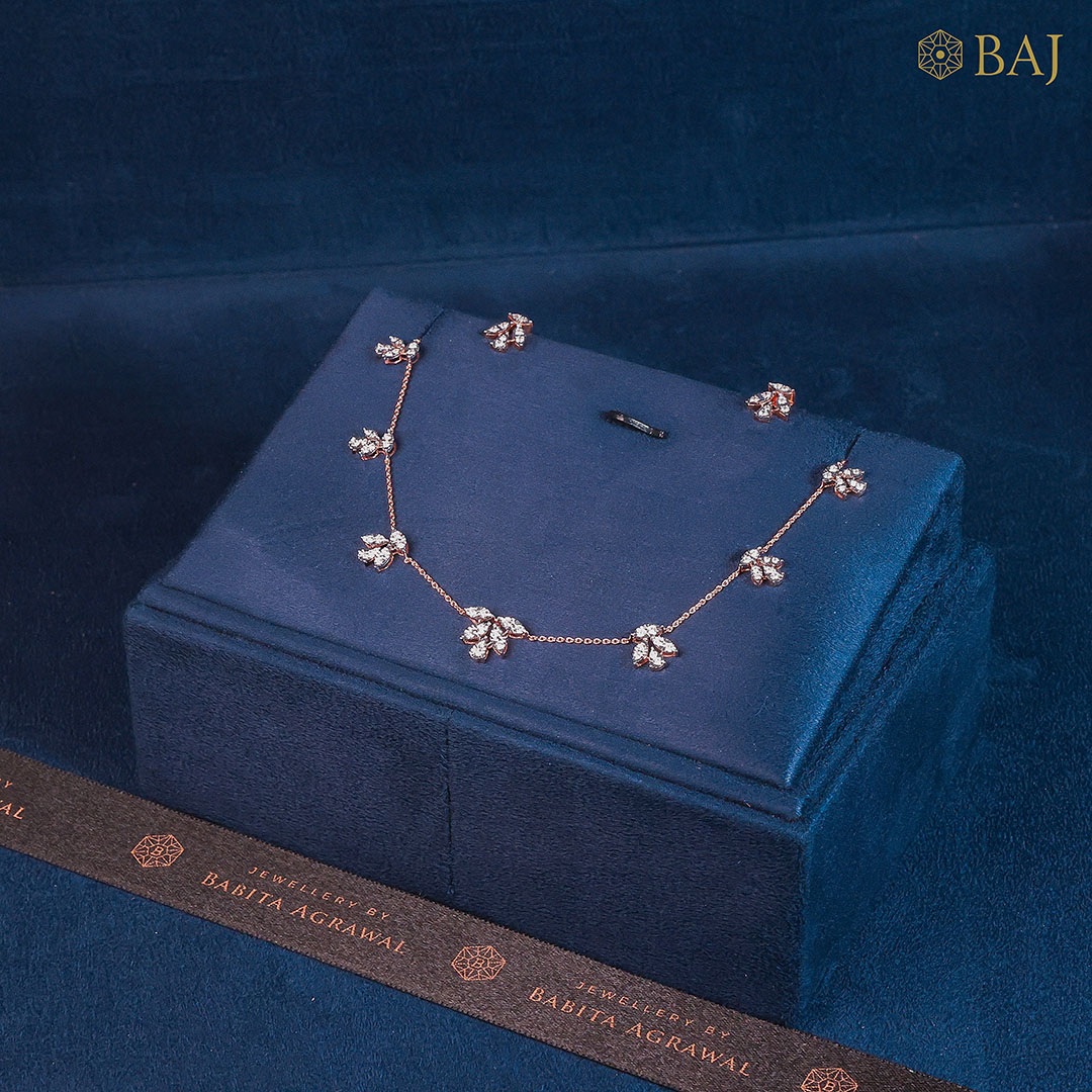 Petal Whisper Glow floral diamond necklace set in 18k gold