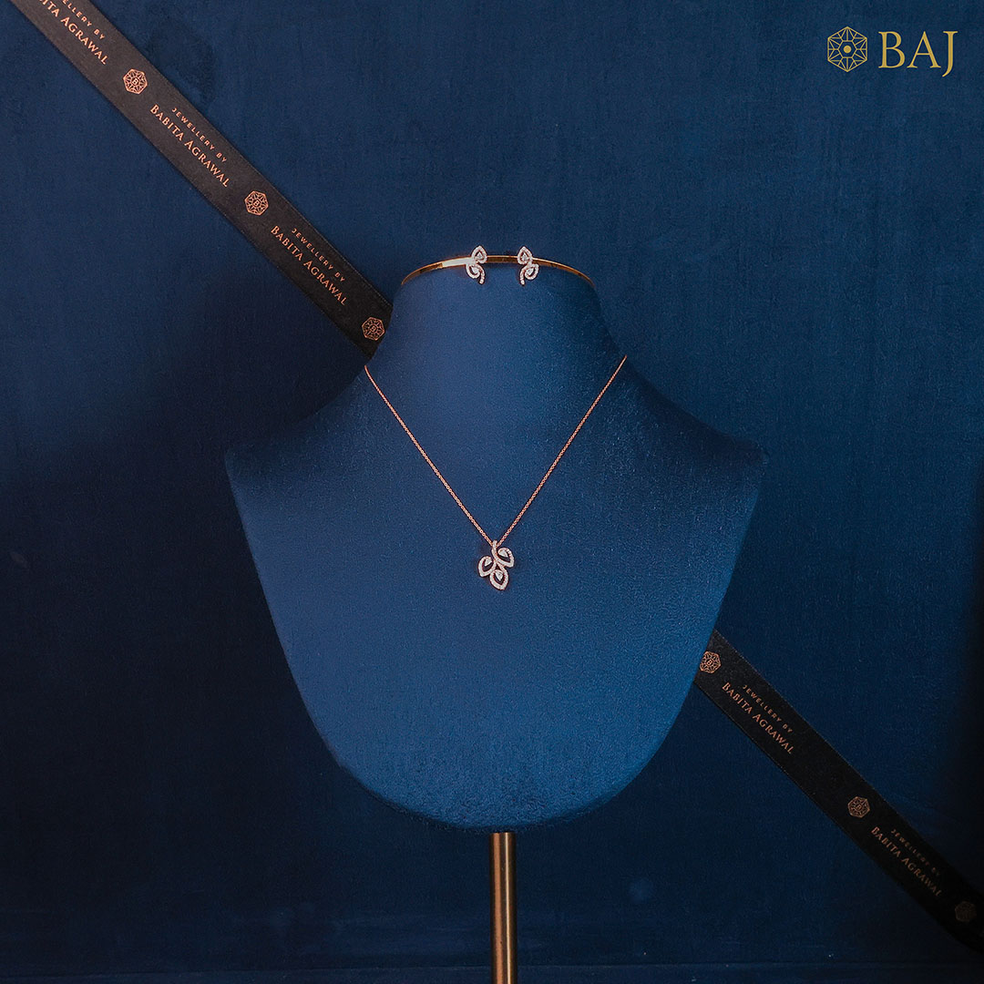 Petal Swirl Sparkle diamond pendant set in 18k gold with floral swirl design-2