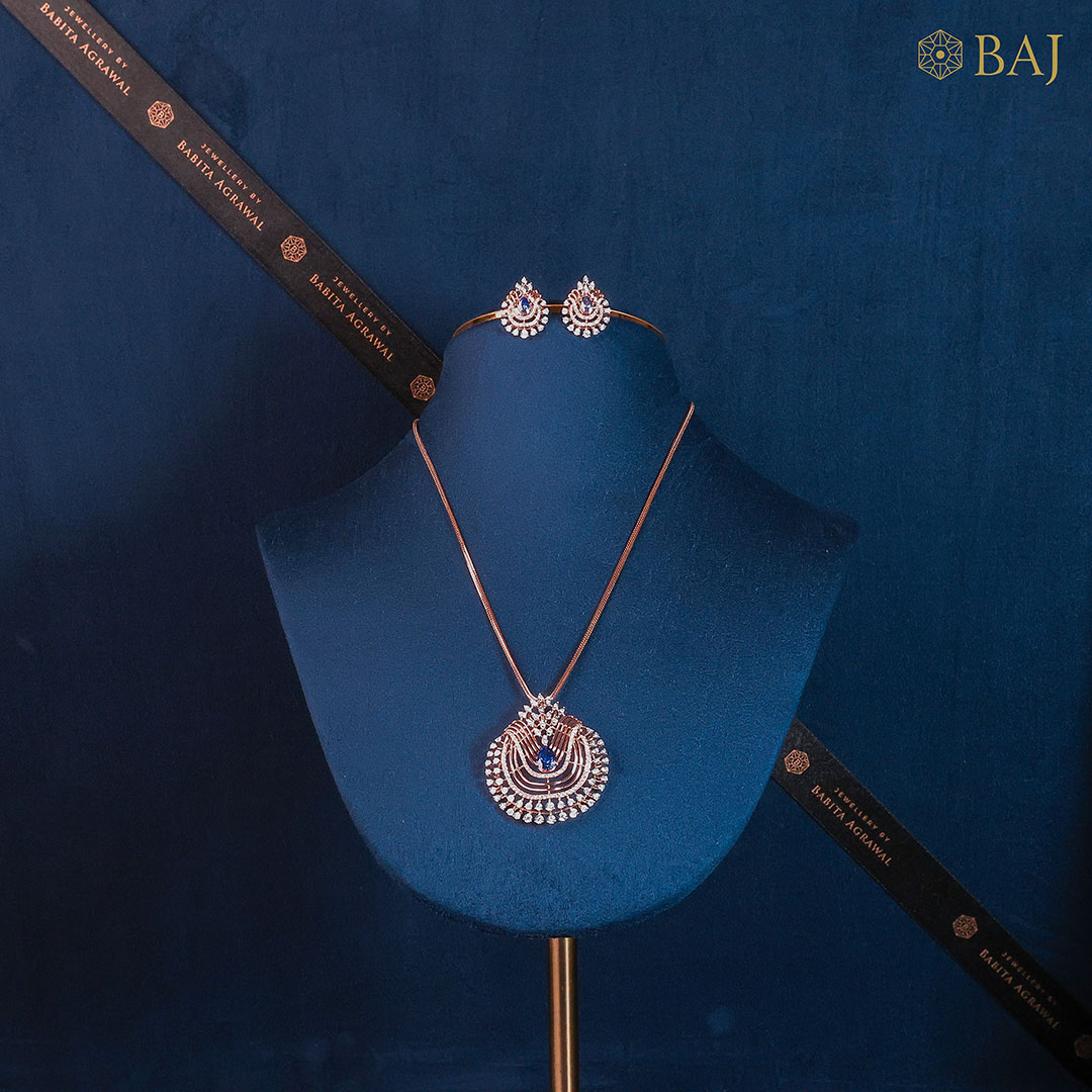 Azure Swirl diamond pendant set with blue center stone in 18k gold-2