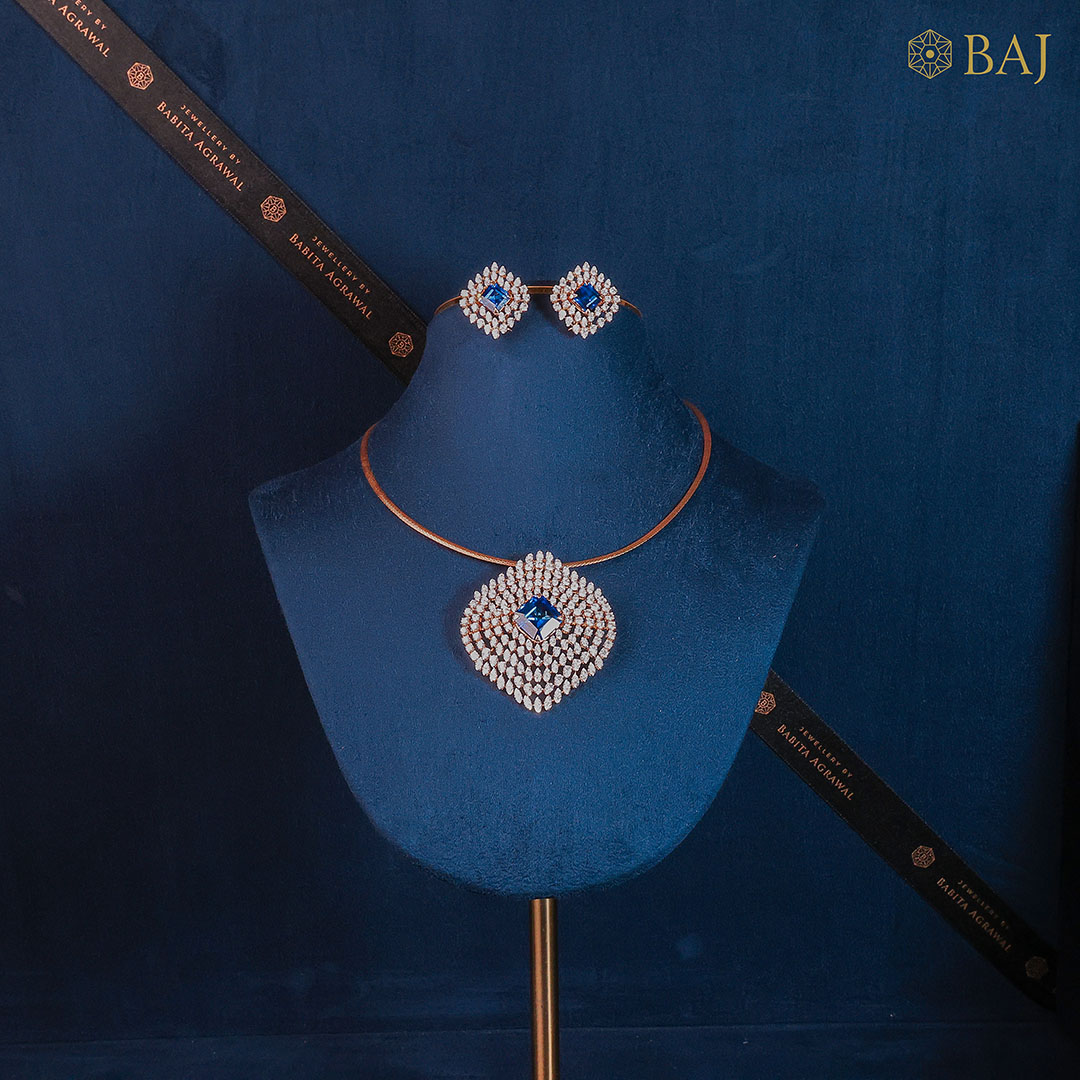 Royal Azure diamond necklace set with blue sapphire center stone in 18k gold-2