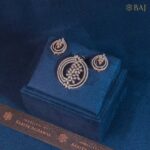 Celestial Halo diamond necklace set in 18k gold with matching earrings