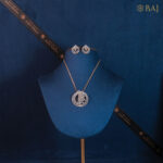 Celestial Halo diamond necklace set in 18k gold with matching earrings-2