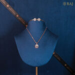 Orbit Shine circular diamond pendant set in 18k gold with matching earrings-2