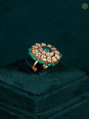 Classic Bikaneri Ring with Emerald Center