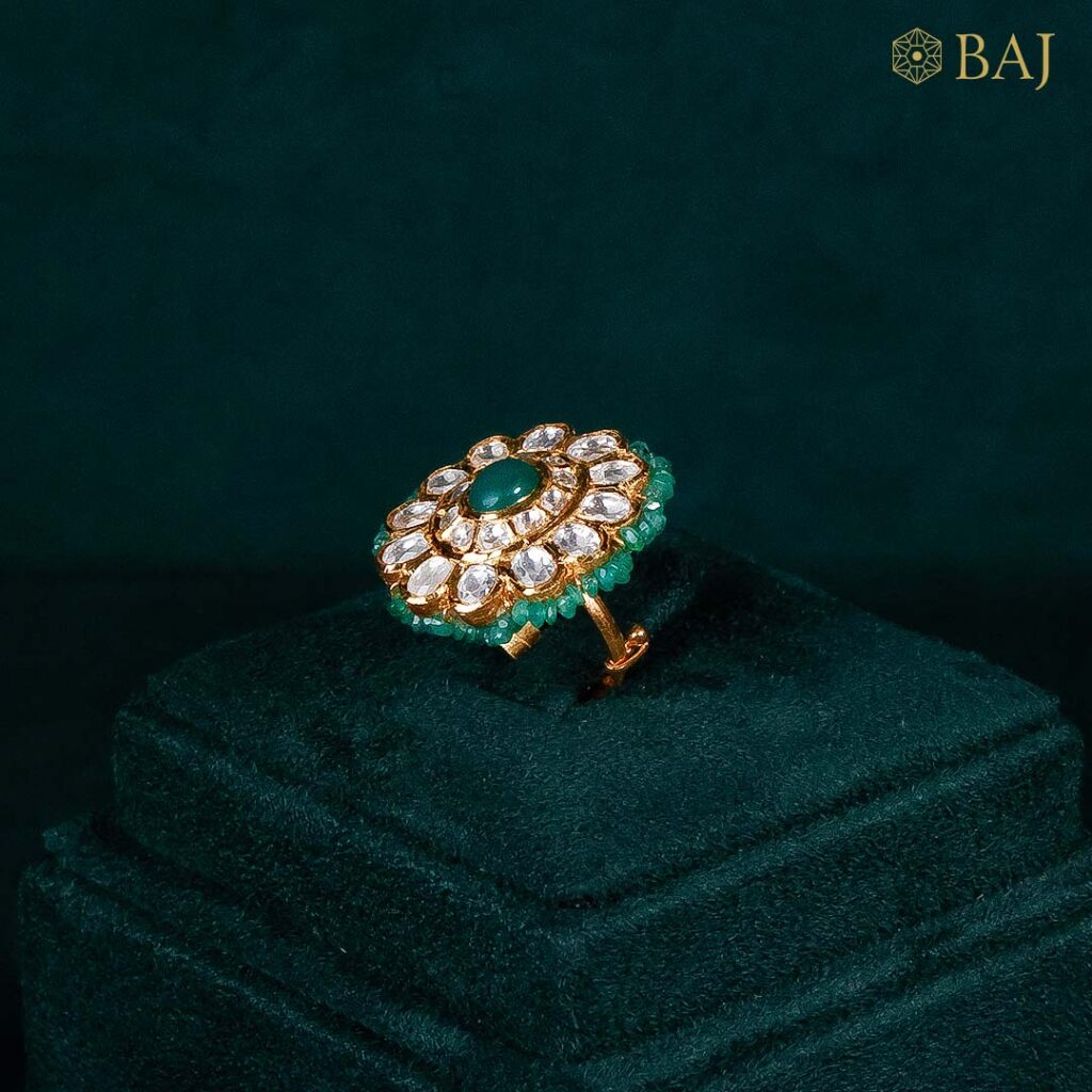 Classic Bikaneri Ring with Emerald Center