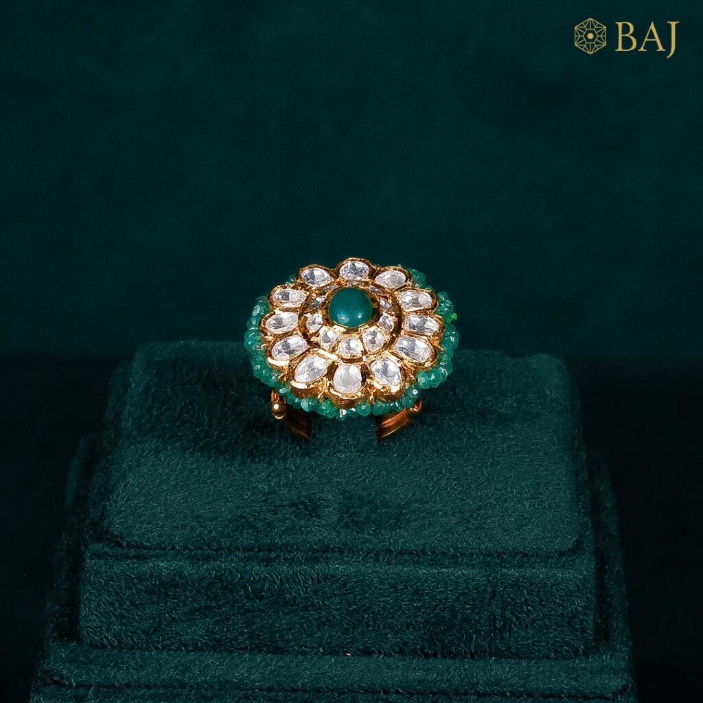 Classic Bikaneri Ring with Emerald Center