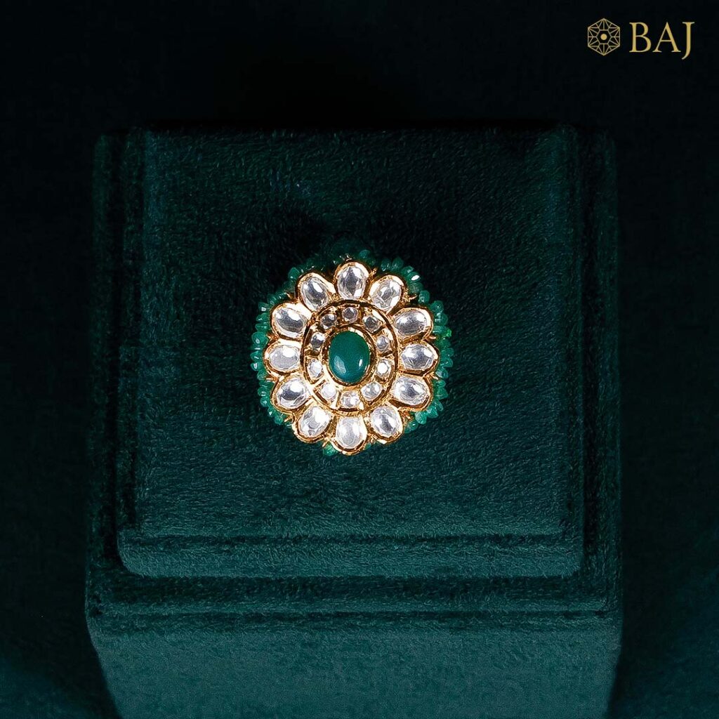 Classic Bikaneri Ring with Emerald Center