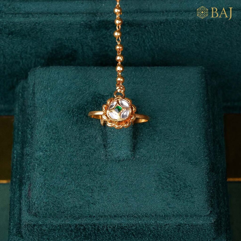 22Kt Gold Kundan Bracelet with Ring