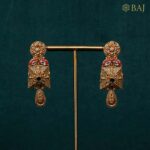 22Kt Temple Drop Antique Kundan Set