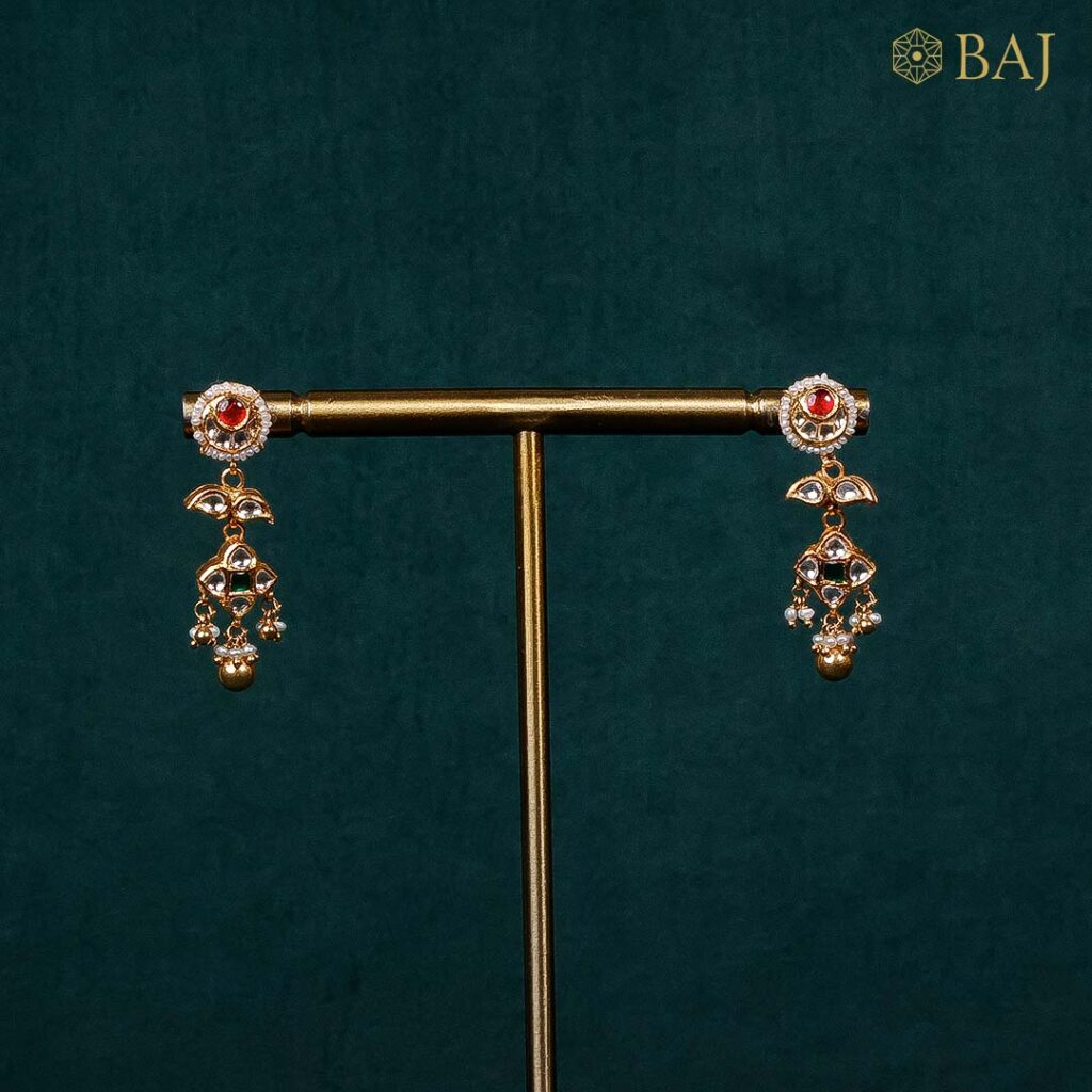 22Kt Kundan Bridal Necklace with Beaded Drops