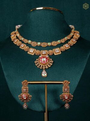 22Kt Geometric Kundan Bridal Set