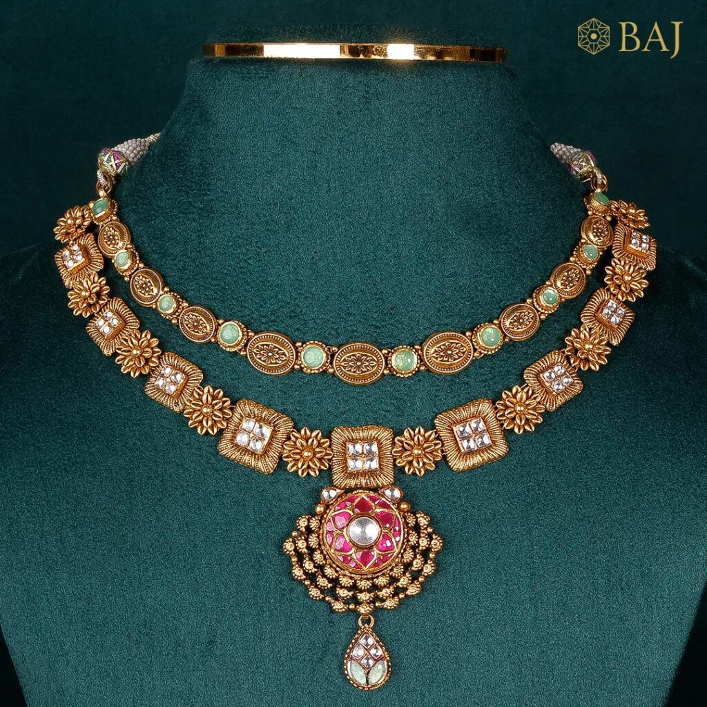 22Kt Geometric Kundan Bridal Set