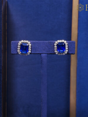 Sapphire Halo Diamond Studs
