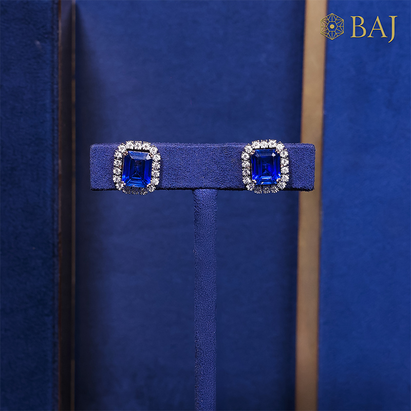 Sapphire Halo Diamond Studs