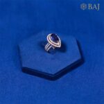Blue Pear diamond ring with blue pear gemstone in 18kt gold