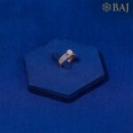 Flame diamond ring in 18kt rose gold with triple band cluster