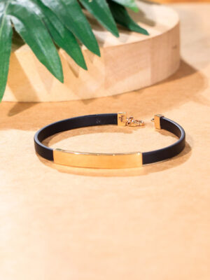 Leather-Trim Gents Bracelet