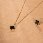 Black Quatrefoil Pendant & Earrings