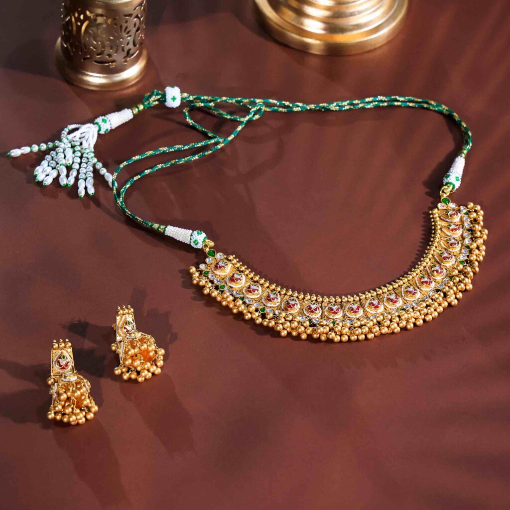 Regal Crescent Temple Kundan Jewellery Set