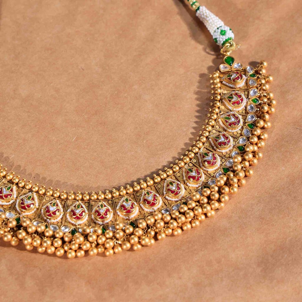 Regal Crescent Temple Kundan Jewellery Set