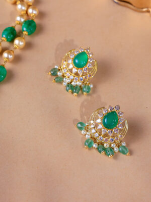 Emerald Crescent Polki Drops