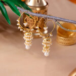 Gold Hoop Pearl Cascade Earrings