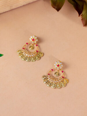 Floral Coin Drop Earrings